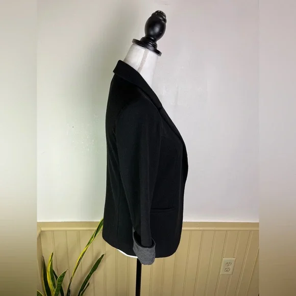 Skies Are Blue Black Blazer S Roll Sleeve Work Career Casual Jacket Office Corp - Picture 3 of 11